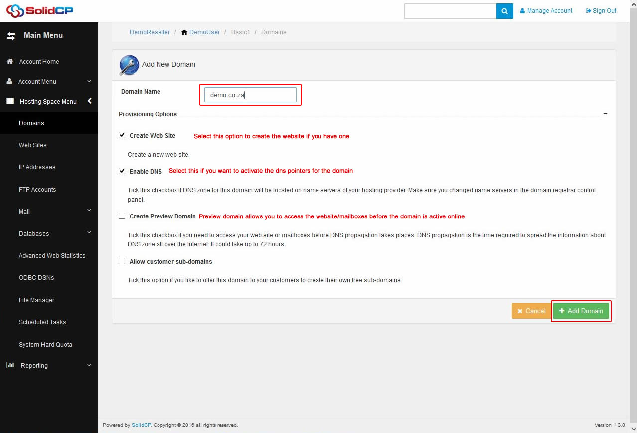 Domain Configuration